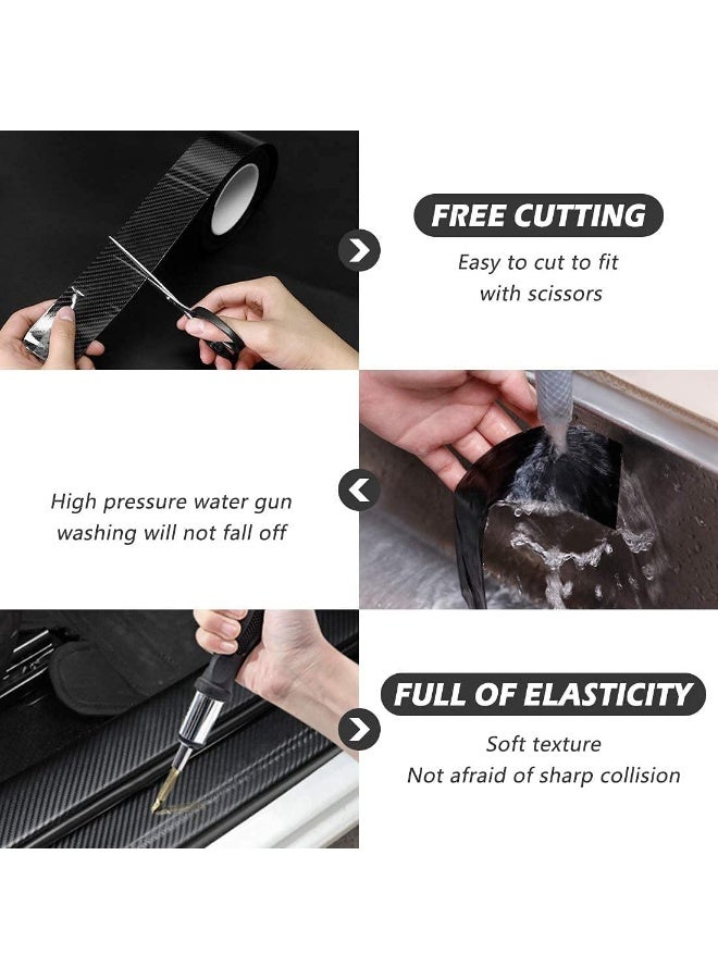 حراس حافة باب السيارة الكربون ، فيلم لف السيارة الألياف لامعة الفينيل الأسود فيلم لف السيارات اللاصق الذاتي فيلم حماية عتبة باب السيارة المضادة للاصطدام يناسب معظم السيارات (الأسود) - Image 3